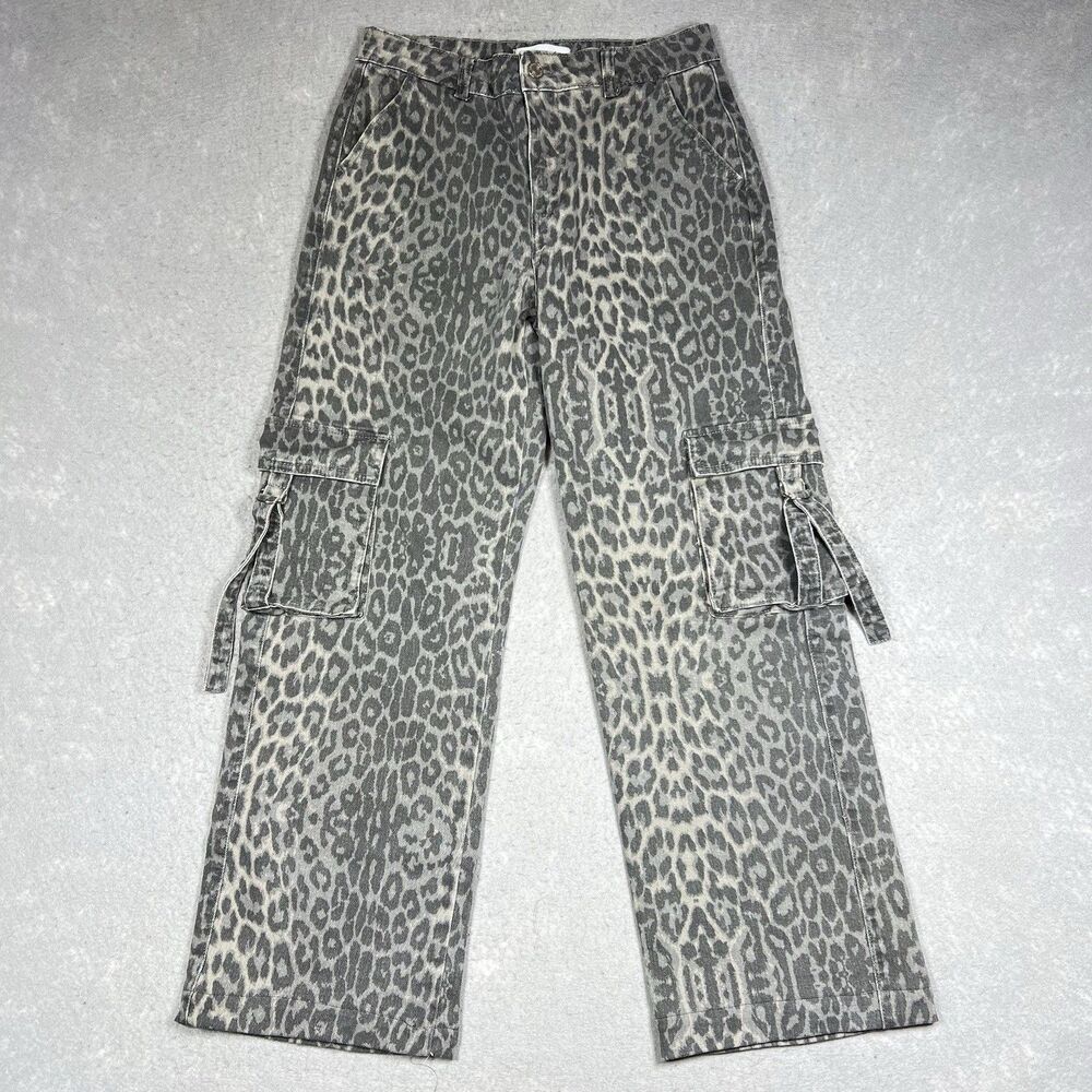 Disclosure Low Rise Baggy Cargo Brown | Black Leopard Wide Leg Jeans Sz 9/29